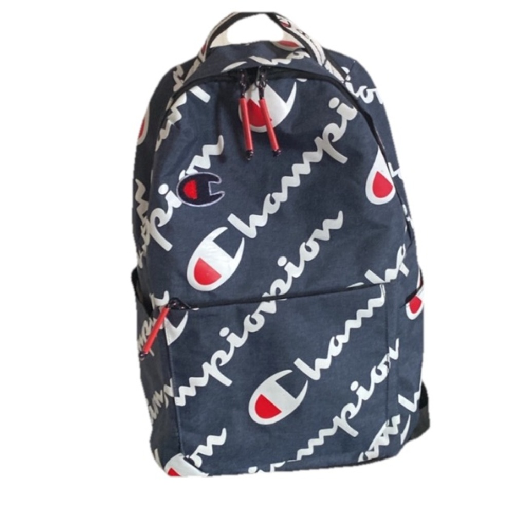 Champion blue,navy Travel Backpack,work bag, with Red Accents